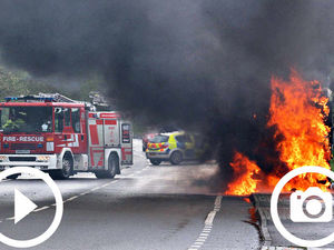 Supporting image for story: Shropshire road closed as blaze destroys lorry