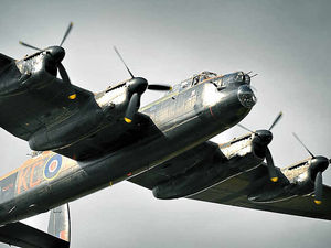 Supporting image for story: Lancaster bomber in flight as tributes paid to Battle of Britain heroes