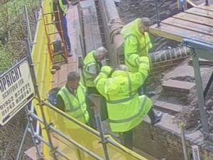 Supporting image for story: Bridgnorth Cliff Railway 'in the dark' as to when it can reopen as further wall damage exposed