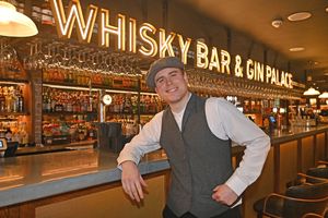 The bar is stocked with locally made alcohol