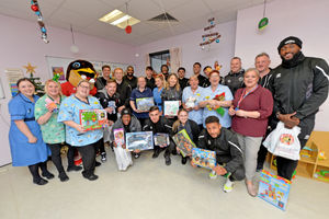 Walsall footballers squad visiting the children's ward at Walsall Manor Hospital