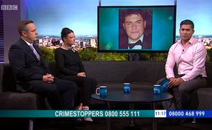 Emer was interviewed by presenter Rav Wilding, right