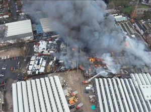 The fire had left the industrial estate destroyed and around 32 units in ruins. Photo: West Midlands Fire Service