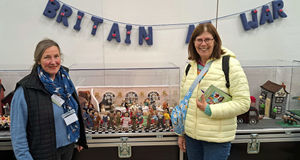 Tansy Forster (left) with Claire Holmes, leader of St Macartin’s Cathedral Knitwits Knitting and Crafting Group in Enniskillen, at Wonderwool Wales