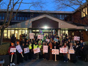 More than 100 people took part in a walk to 'reclaim the night' as part of a 16-day campaign highlighting violence against women and girls. Picture taken outside Sandwell Council House in Oldbury before the start of the walk on Monday, December 8.