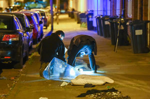 Police at the scene of a shooting in Palace Road, Bordesley Green, in Birmingham, on Sunday night. Photo: Snapper SK