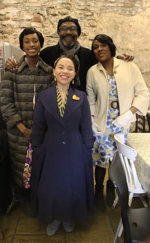 Sir Lenny with the cast of Three Little Birds