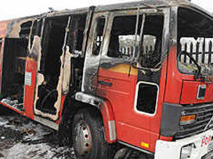 Supporting image for story: Fire engine limo is gutted by blaze