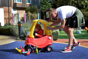 Cameron Norman pushes Jacob around