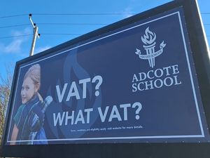 Supporting image for story: County school's striking billboard pledges to cover 20 per cent VAT on fees under Labour