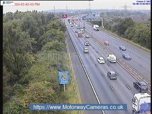 Supporting image for story: Lane reopens on M5 link road to M6 after fuel spill forced closure