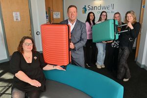 Felicity Kennedy from Harry's Promise recently donated suitcases to Sandwell Children's Trust in Oldbury to mark the former's first year. 
Felicity (front) is pictured with Steve Gauntlet (Director of Opps at Sandwell Children's Trust) and back:  Sharan Chahal, Orla Doran, Kate Mullinder and Karen Johnson from the trust.