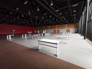 Tables being set out in preparaton for the biggest vaccination programme the county has ever seen.