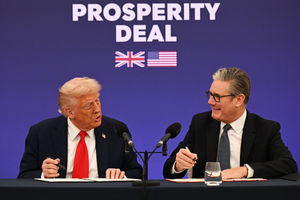 Prime Minister Sir Keir Starmer and US President Donald Trump announce an agreement between the two countries during a press conference at Chequers, near Aylesbury in Buckinghamshire, on day two of the president's second state visit to the UK. Pictu