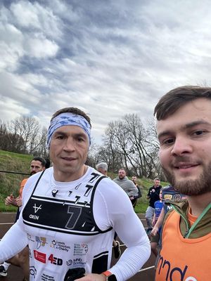 George with Kevin Sinfield 