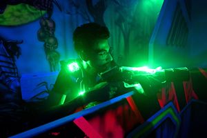 Danger lurks around every corner in the laser tagging room