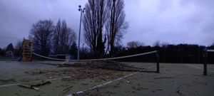 The damage caused at Woodfield Tennis Club, part of Woodfield Social and Sports Club.