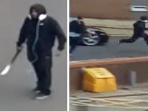 Supporting image for story: 'I'll chop you up' - WATCH dramatic moment unarmed police chase machete man through city centre streets