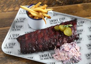 Full rack of baby back ribs.