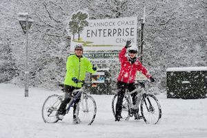 Cycling through the snow in Hednesford