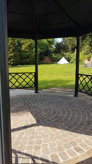 There is a central area for people to sit at. Photo: Himley Glamping