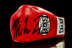 The glove signed by Mike Tyson