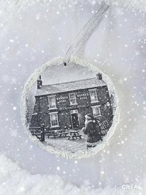 One of the Christmas tree decorations featuring the famous pub