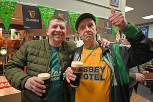 Chris Beech and Liam McPartland enjoy a pint of the black stuff for St Patrick's Day at the Emerald Club