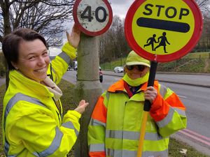 Pauline Norman is pictured with Sandwell Council Road Safety Education Officer Louise Bodlovic