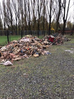 The fly-tipped rubbish left at Bentley Road South, Wednesbury