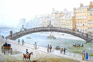 An illustration of the bridge back in its early days