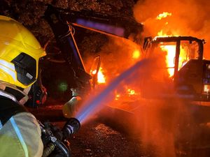 Supporting image for story: Huge fire near Market Drayton that damaged £250,000 worth of farm equipment was arson - police