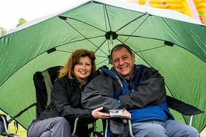 Mandy Robinson and Ian Brierley stay dry