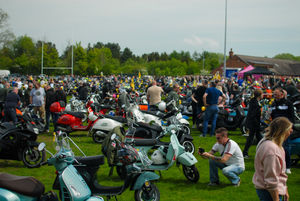 The scene at Burntwood Rugby Club was one of colour and noise as hundreds of bikes arrived after the ride out. Photo: Louis Ratcliffe Photography
