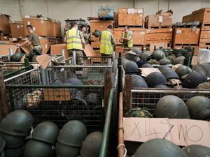 Supporting image for story: Thousands of military helmets packed at MOD Donnington to be donated to Ukraine
