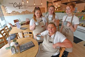 Donna Rushton is pictured with the staff who make the cafe run, her daughters Ellice and Amelia and Sydney Harvey.