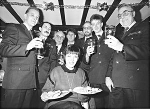 Angela and Andree Vandaele, licensees of the Six Ashes pub, near Bridgnorth, invited Wombourne ambulance crews and their families to a free Sunday lunch, December 18, 1989.