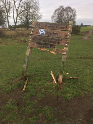 Damage to signs on the Chase
