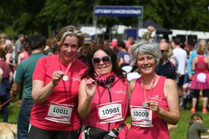 Karen (right) and friends Janet (left) and Shirley (centre) at Shrewsbury Race for Life in 2019