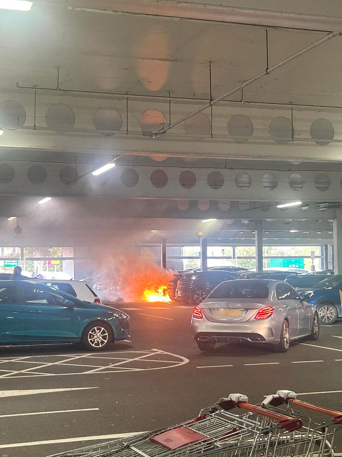 Watch: Fire and smoke rip through Sainsburys car park following Wolverhampton vehicle fire