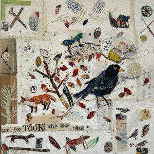 The Fox Took The Low Road
Machine and hand stitching, collage
by Suzette Smart
