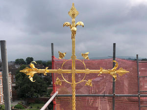 Supporting image for story: Cross restored and returned to Shrewsbury Cathedral roof