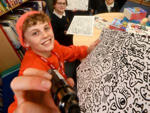 Supporting image for story: Pupils get art inspiration from Shrewsbury's most famous doodler