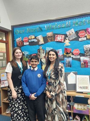 Class Teacher Miss Rook, Student Huzaifa, Headteacher Mrs Khera