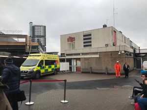 The scene outside the railway station on Wednesday afternoon