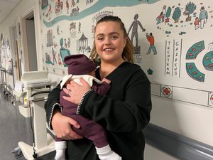 Natasha Sokunbi and Beau at The Royal Stoke University Hospital's emergency department. Photo: University Hospitals of North Midlands