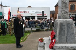 Mayor Roy Aldcroft at the Cenotaph in Market Drayton