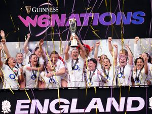 England’s Zoe Aldcroft lifts the Women's Six Nations trophy