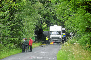 The scene of the crash outside Patshull Park Golf Club, Pattingham, near Wolverhampton