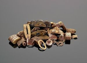 A pile of gold and silver objects from the Staffordshire Hoard © Birmingham Museums Trust